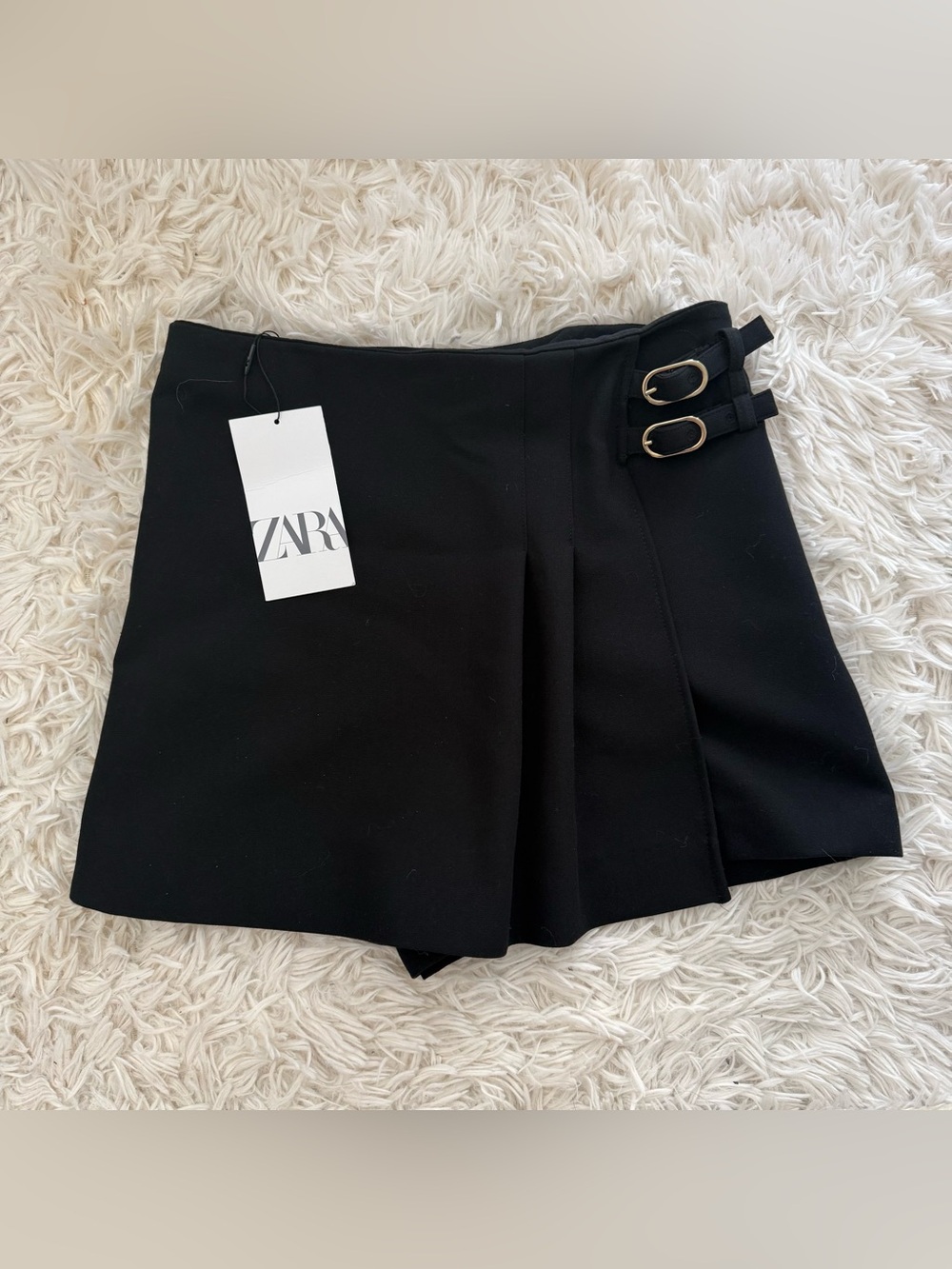 Zara Black Tailored Skort with Double Buckle Detail